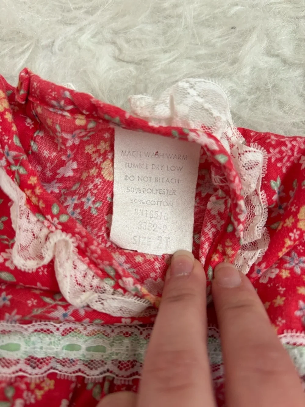 Vintage Victorian-esque Red Floral Frilly Lace Toddler Dress